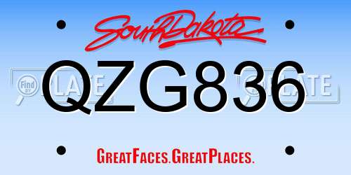 QZG836 South Dakota License Plate