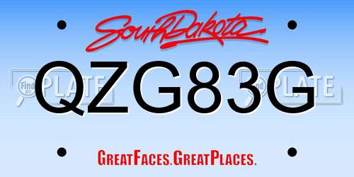 QZG83G South Dakota License Plate