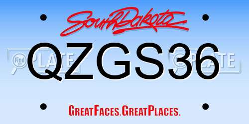 QZGS36 South Dakota License Plate