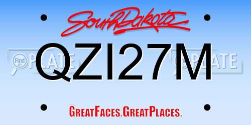 QZI27M South Dakota License Plate