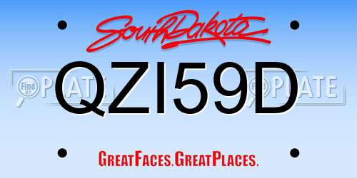 QZI59D South Dakota License Plate