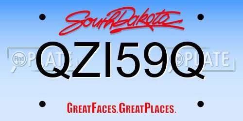 QZI59Q South Dakota License Plate