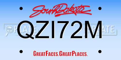 QZI72M South Dakota License Plate