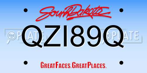 QZI89Q South Dakota License Plate