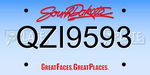 QZI9593 South Dakota License Plate