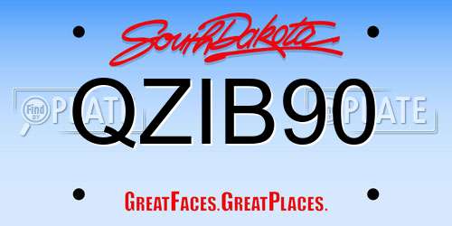 QZIB90 South Dakota License Plate