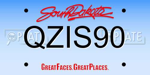 QZIS90 South Dakota License Plate