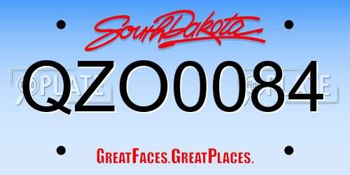 QZO0084 South Dakota License Plate