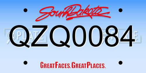QZQ0084 South Dakota License Plate