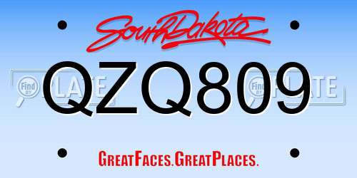 QZQ809 South Dakota License Plate