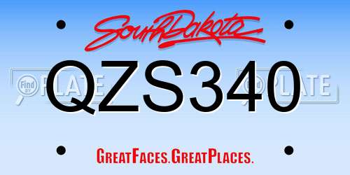 QZS340 South Dakota License Plate