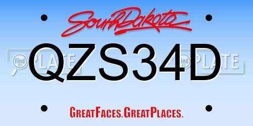 QZS34D South Dakota License Plate