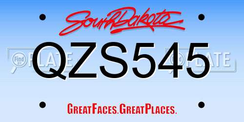 QZS545 South Dakota License Plate