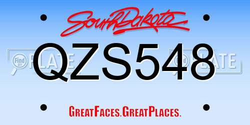 QZS548 South Dakota License Plate