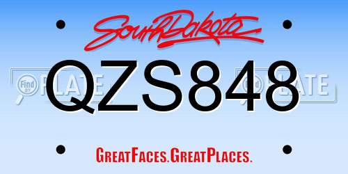 QZS848 South Dakota License Plate