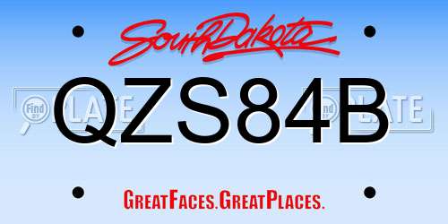 QZS84B South Dakota License Plate