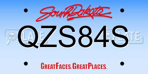 QZS84S South Dakota License Plate