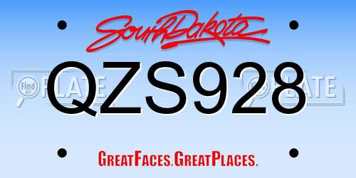 QZS928 South Dakota License Plate