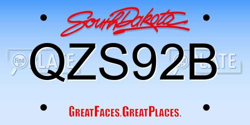 QZS92B South Dakota License Plate