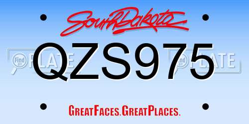 QZS975 South Dakota License Plate