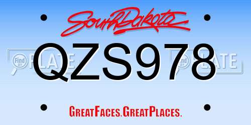 QZS978 South Dakota License Plate