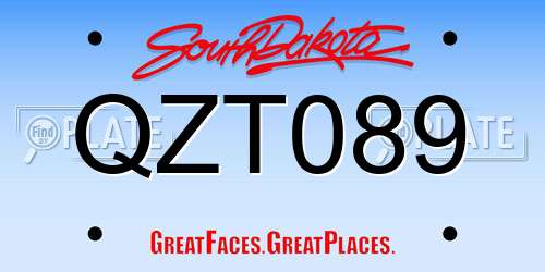 QZT089 South Dakota License Plate