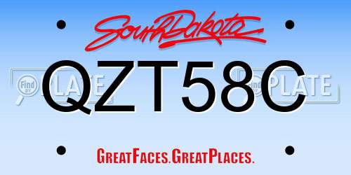QZT58C South Dakota License Plate