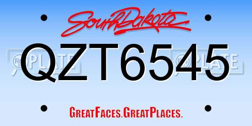 QZT6545 South Dakota License Plate