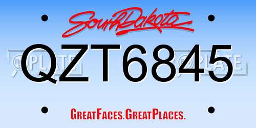 QZT6845 South Dakota License Plate