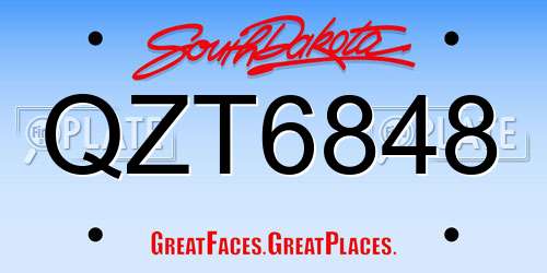 QZT6848 South Dakota License Plate