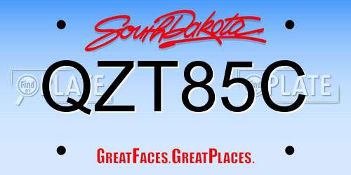 QZT85C South Dakota License Plate