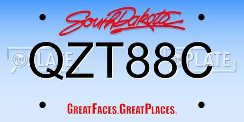 QZT88C South Dakota License Plate