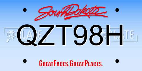 QZT98H South Dakota License Plate