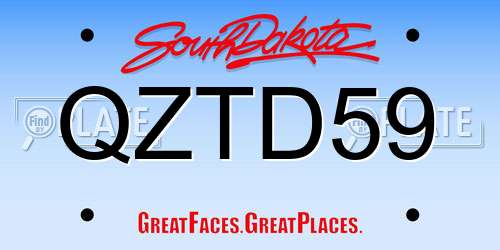 QZTD59 South Dakota License Plate