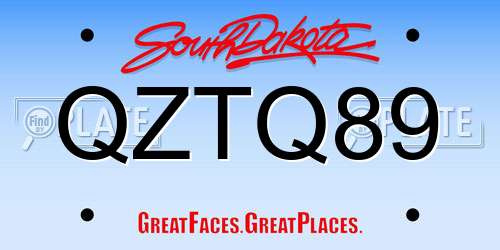 QZTQ89 South Dakota License Plate