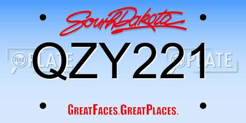 QZY221 South Dakota License Plate