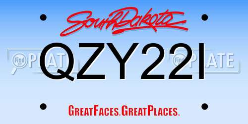 QZY22I South Dakota License Plate
