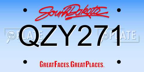 QZY271 South Dakota License Plate
