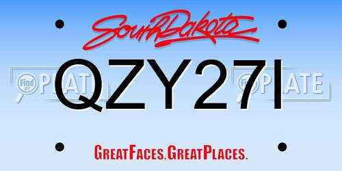 QZY27I South Dakota License Plate
