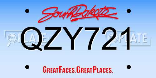 QZY721 South Dakota License Plate