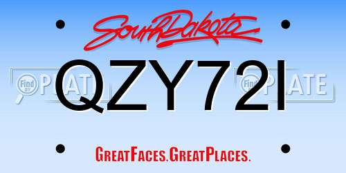 QZY72I South Dakota License Plate