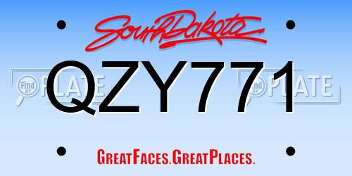 QZY771 South Dakota License Plate