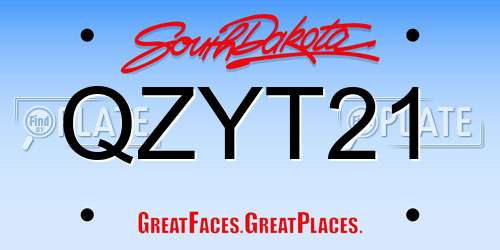 QZYT21 South Dakota License Plate