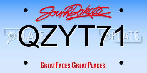 QZYT71 South Dakota License Plate