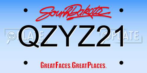 QZYZ21 South Dakota License Plate
