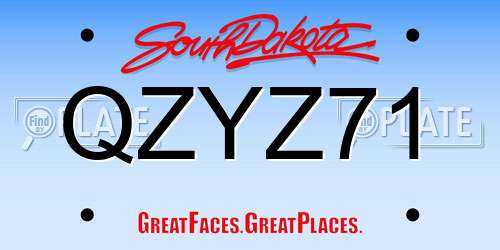 QZYZ71 South Dakota License Plate