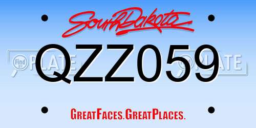 QZZ059 South Dakota License Plate