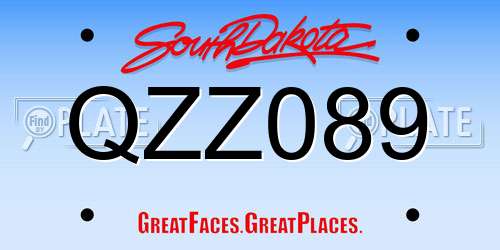 QZZ089 South Dakota License Plate