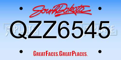 QZZ6545 South Dakota License Plate