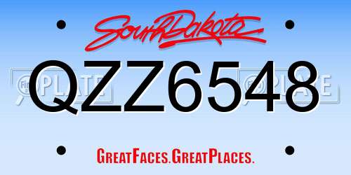 QZZ6548 South Dakota License Plate